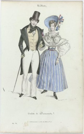 La Mode, 1830, Pl. 76: Promenade toilet