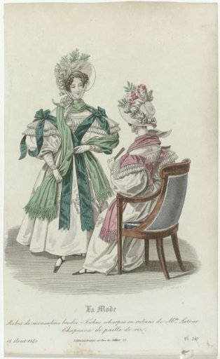 La Mode, August 18, 1832, Pl. 247: Embroidered Muslin Dresses (...)