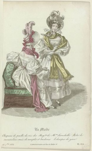 La Mode, September 22, 1832, Pl. 254: Rice Straw Hat (...)