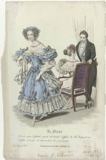 La Mode, January 19, 1833, Pl. 278: Sylphid Gaze Dress (...)