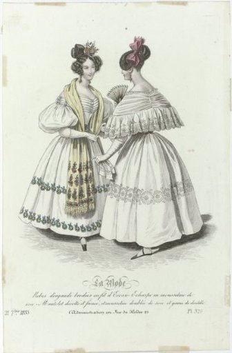 La Mode, September 21, 1833, Pl. 326: Embroidered Organdy Dresses (...)