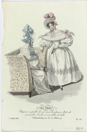 La Mode, 5 July 1834, Pl. 385: Rice straw hat (...)