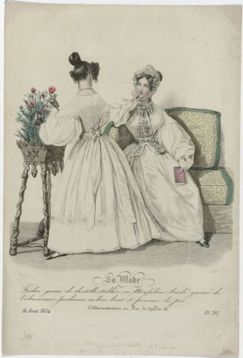 La Mode, 16 August 1834, Pl. 392: Lace-trimmed fichu-apron (...)