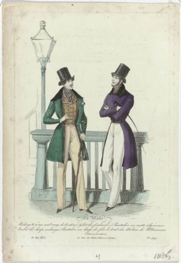 La Mode, May 30, 1835, Pl. 449: Single-breasted Redingote (...)
