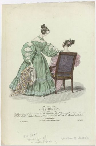 La Mode, 25 August 1835, Pl. 466: Headdresses adorned with preveches (...)