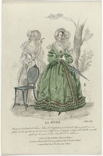 La Mode, 11 May 1839: Dress trimmed with lace by Tulasne Ledoux (...)