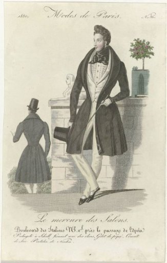 The Mercure des Salons, Paris Fashions, 1830, No. 36: Redingote with shawl, closing (...)