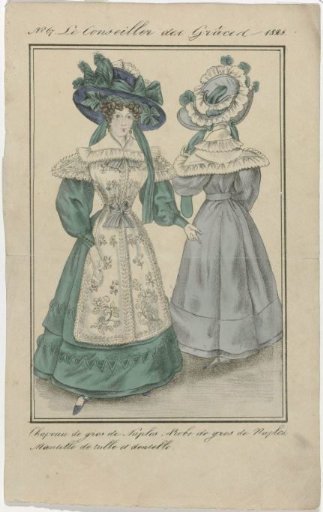 Le Conseiller des Grâces, 1828, No. 67: Hat of gros de Naples (...)