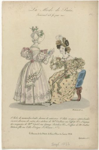 The Fashion of Paris, September 1833, No. 6: 1. Embroidered Muslin Dress (...)