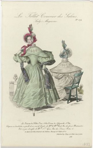 Le Follet Courrier des Salons, Lady's Magazine, 1833, No. 274: Hat with Bandes (...)