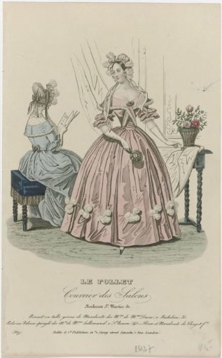 Le Follet Courrier des Salons, 1837, No. 569: Tulle Bonnet Trimmed with Marabou (...)