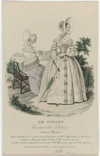 Le Follet Courrier des Salons, 1838, No. 621: Rice Straw Hat (...)