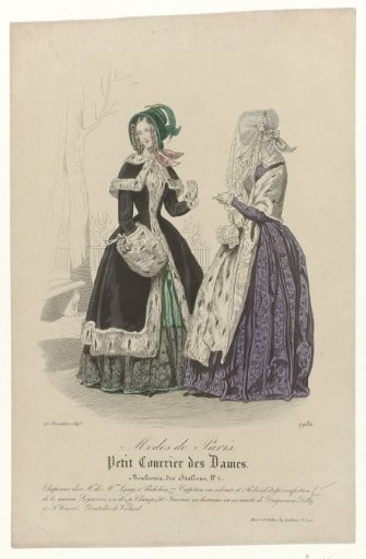 Petit Courrier des Dames, 25 December 1843, No. 1982: Hats of the Ladies of Mme Lejay (...)