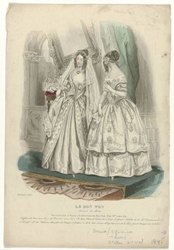 Le Bon Ton, Journal des Modes, 1845, 12th Year, 2nd Vol, 1st Issue No. 1: Hairstyles by Broussin (...)