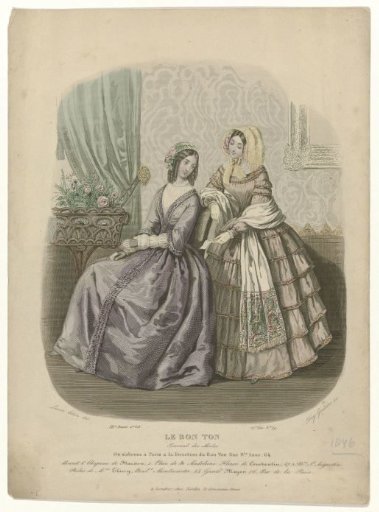 Le Bon Ton, Journal des Modes, 1846, 12th Year, 2nd Vol, 17th Issue, No. 29: Bonnet & Hat (...)