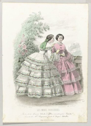 Parisian Fashions, 1856, No. 698: Dresses from the House (...)