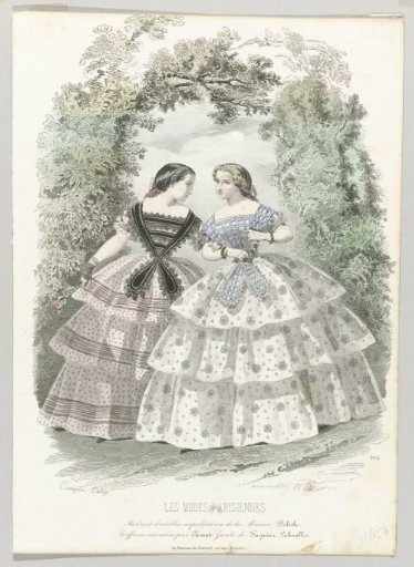 Parisian Fashions, 1856, No. 704: Dresses and Suspenders (...)
