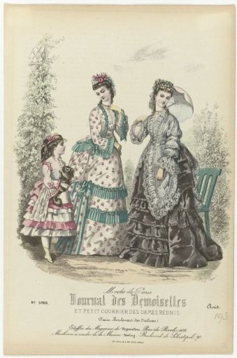 Journal of Young Ladies and Petit Courrier of Ladies United, August 1873, No. 3903: Fabrics from the Stores (...)