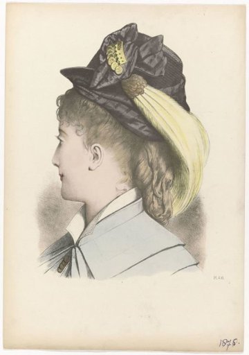 Woman's Head with Hat with Feathers, 1875, No. M.46