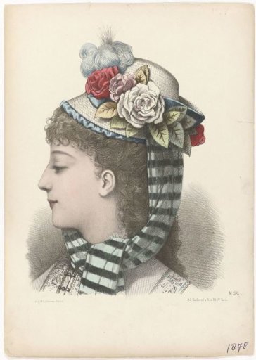 Woman's Head with Hat with Roses, 1875, No. M.30
