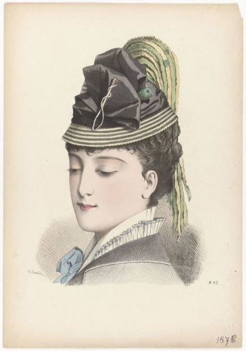 Woman's Head with Hat with Hatpin, 1875, No. M.42