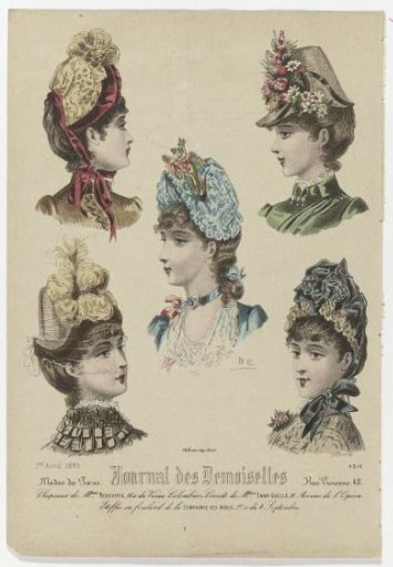 Journal des Demoiselles, 1 April 1885, No. 4514: Hats of Madame Boucheri (...)