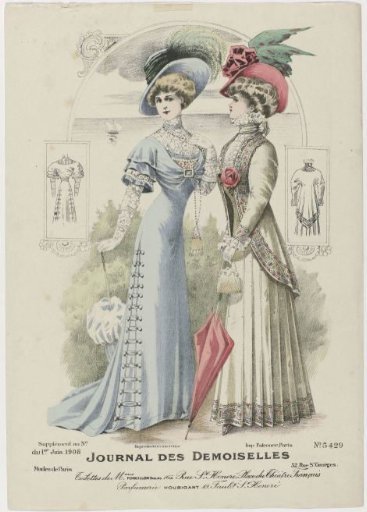 Journal des Demoiselles, Supplement to No. of 1 June 1908, No. 5429: Toilettes of Mmes Forcillon (...)