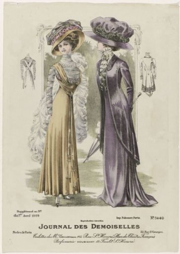Journal des Demoiselles, Supplement to No. of 1 April 1909, No. 5449: Toilettes of Mmes Forcillon (...)