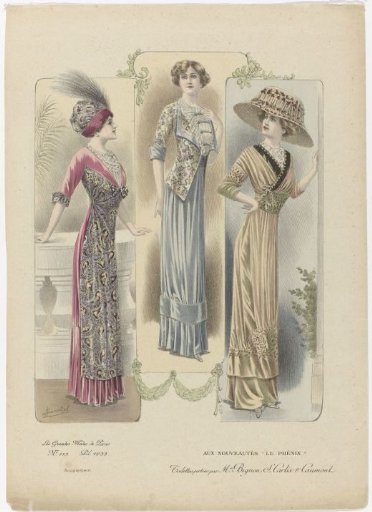 Les Grandes Modes de Paris, Supplement, ca. 1910, No. 113, Pl. 1233: At the New Arrivals 'le Phénix' (...)
