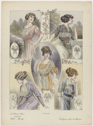 La Femme chic, Supplément, 1911, No. 20, Pl. 197: Some Ideas for Blouses (...)