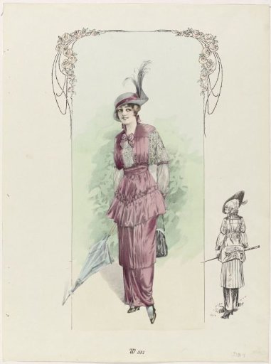 Lady in a pink strompel gown, W 381