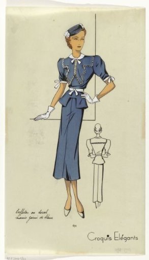 Croquis Elégants, 1939, No. 671: Taffetas or Surah (...)