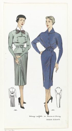Croquis Élégants, No. 324 and No. 325: Lainage confettis de Dumas et Maury