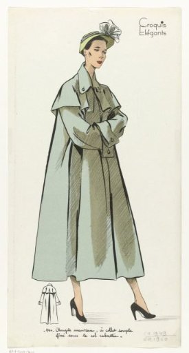 Croquis Elégants, ca. 1949-1950, No. 740: Loose Coat (...)