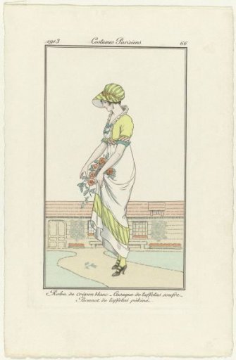 Journal des Dames et des Modes, Parisian Costumes, 1913, No. 66: White Crepe Dress (...)