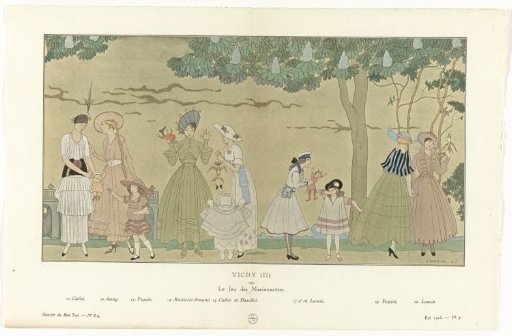 Gazette du Bon Ton, Summer 1915 - No. 8-9, Pl. 3: Vichy (II) / or / The Game of Marionettes