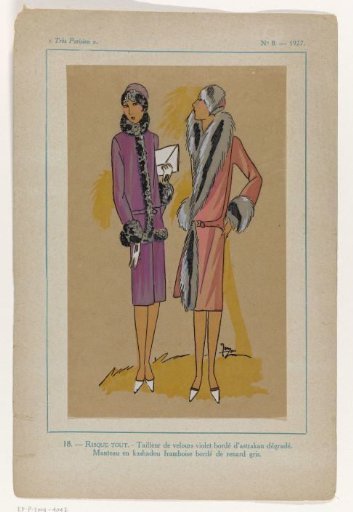 Très Parisien, 1927, No. 8: -18.- RISK IT.- Velvet suit (...)