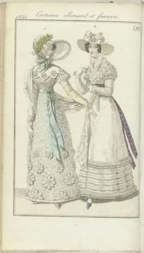 Journal des Dames et des Modes, Frankfurt edition 2 September 1821, Costumes allemand et françois (36)