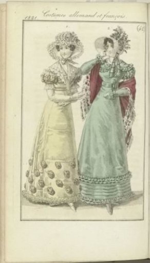 Journal des Dames et des Modes, Frankfurt edition 14 October 1821, Costumes allemand et françois (42)