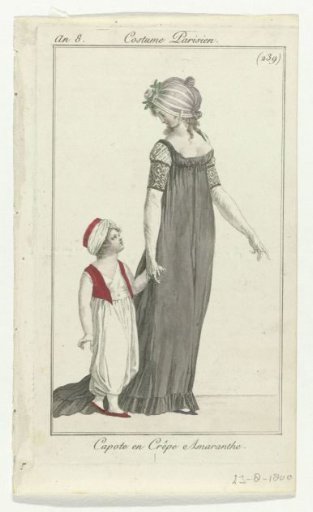 Journal of Ladies and Fashions, Parisian Costume, 23 August 1800, (239): Crepe Bonnet (...)
