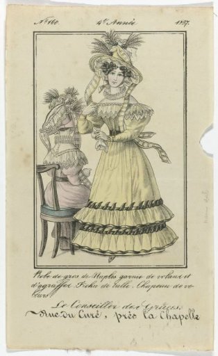 The Advisor of Graces 1827, No. 160, 4th Year: Dress in Gros de Naples (...)