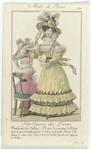 Little Courier of Ladies, Paris Fashions, 1827, No. 514: Dress in Gros de Naples (...)