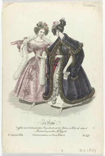 La Mode, 11 January 1834, Pl. 349: Hairdressings Ornamented with Diamonds (...)