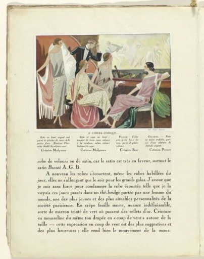 Art - Taste - Beauty, Sheets of Feminine Elegance, January 1924, No. 41, 4th Year, p. 16: At the Opéra Comique