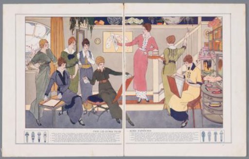 Fémina, La Mode en Couleurs, 1914, pp. 150-151: For young girls - Afternoon dresses