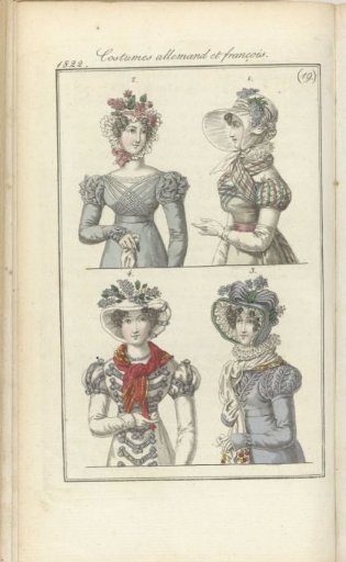 Journal des Dames et des Modes, Frankfurt edition 5 May 1822, German and French Costumes, (19)