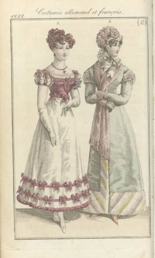 Journal des Dames et des Modes, Frankfurt Edition 6 January 1822, German and French Costumes (2)