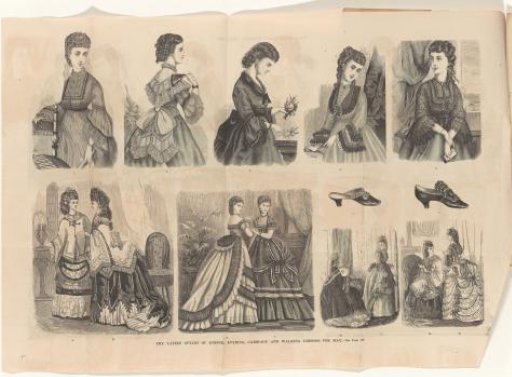 Lady's Magazine and Gazette of Fashion, Vol. XXVIII, May 1871: the latest styles for dinner, evening, carriage and walking dresses for May