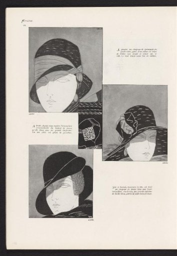 Femina, March 1928: 15: three hats by Agnes