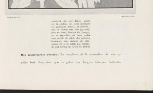 Femina, March 1928: 9: Fashion show with two models by Jeanne Lanvin